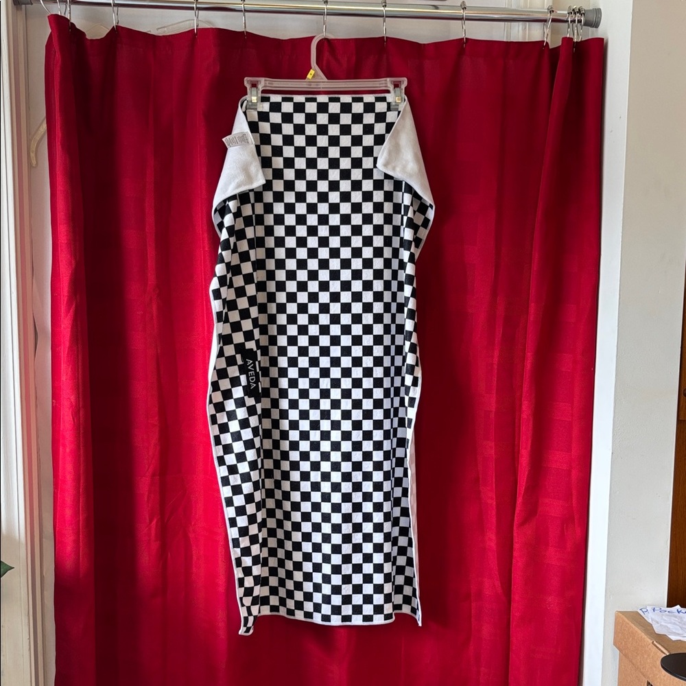 AVEDA Black and White Checkered Towel